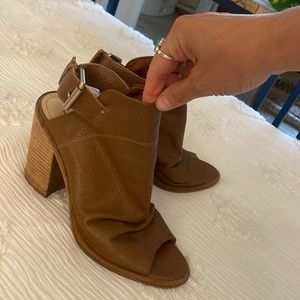 Brown leather booties